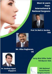 Dr Sandeep was bestowed with the significant title of 'Teacher of Honour' at the 8th National Facial Plastic Surgery Course held in Bangalore, India. This role highlights his exemplary contributions to the field and recognises his proficiency and commitment to imparting knowledge. Serving as a beacon of expertise and inspiration, Dr Sandeep played an instrumental role in the course, guiding and mentoring attendees, and sharing the breadth and depth of his experience in Facial Plastic Surgery. His involvement underscored the importance of continuous education and international collaboration in advancing surgical techniques and patient care.